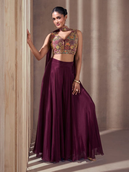 Eya Crop Top Plazzo Suit - Roop Darshan
