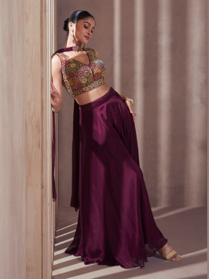 Eya Crop Top Plazzo Suit - Roop Darshan