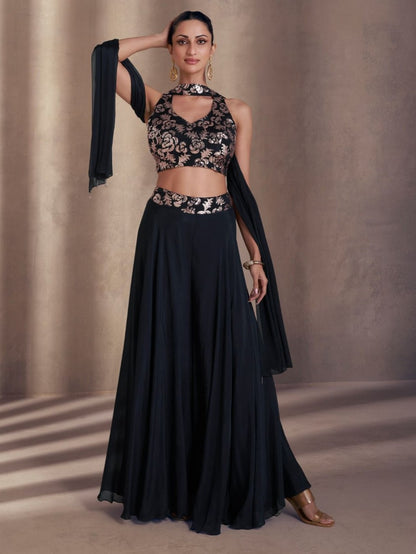 Eya Crop Top Plazzo Suit - Roop Darshan