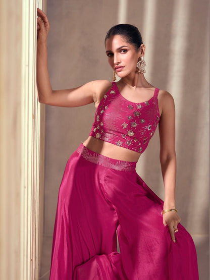Eya Crop Top Plazzo Suit - Roop Darshan
