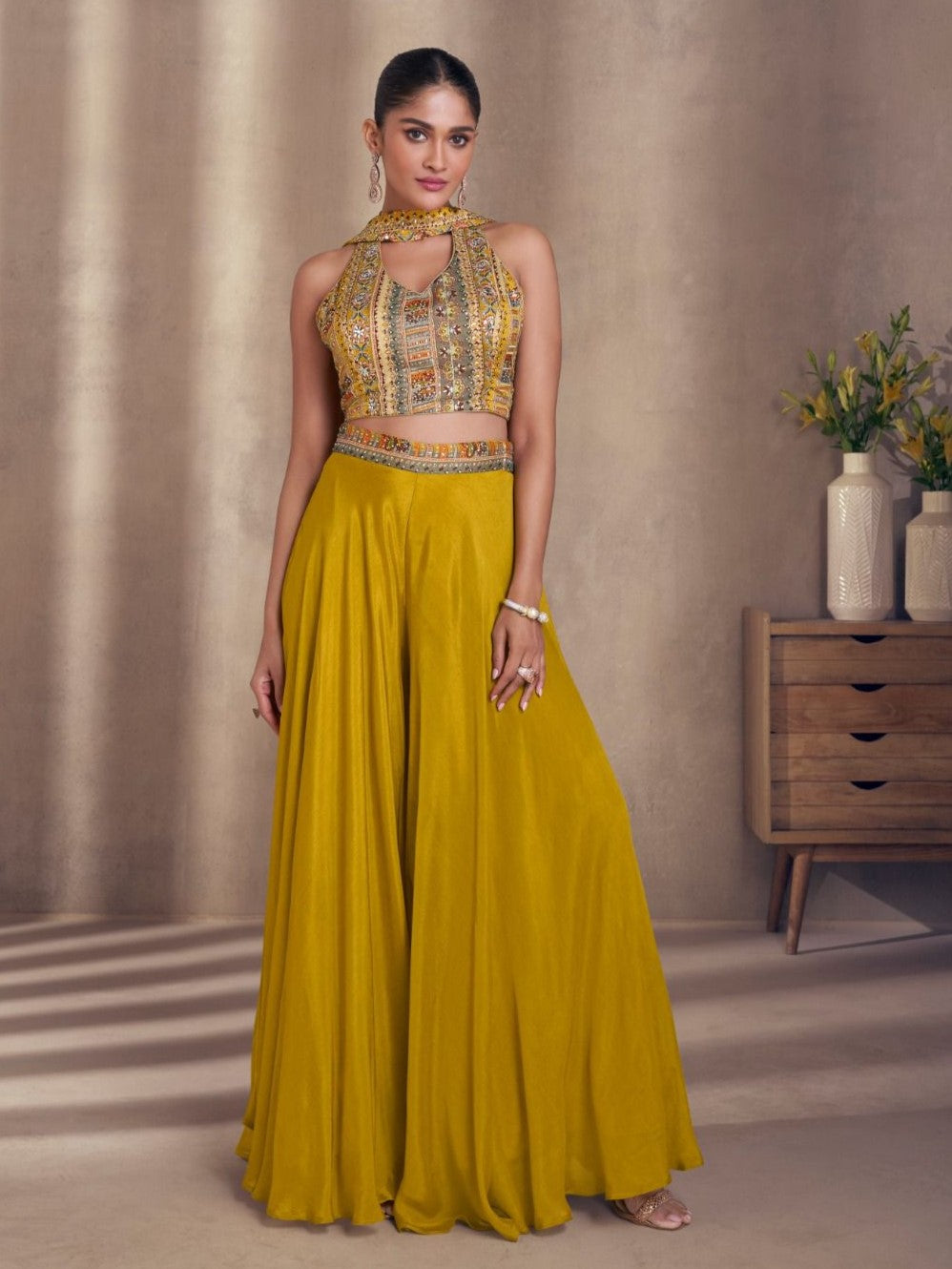 Eya Crop Top Plazzo Suit - Roop Darshan