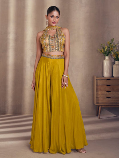 Eya Crop Top Plazzo Suit - Roop Darshan