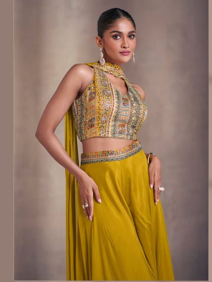 Eya Crop Top Plazzo Suit - Roop Darshan