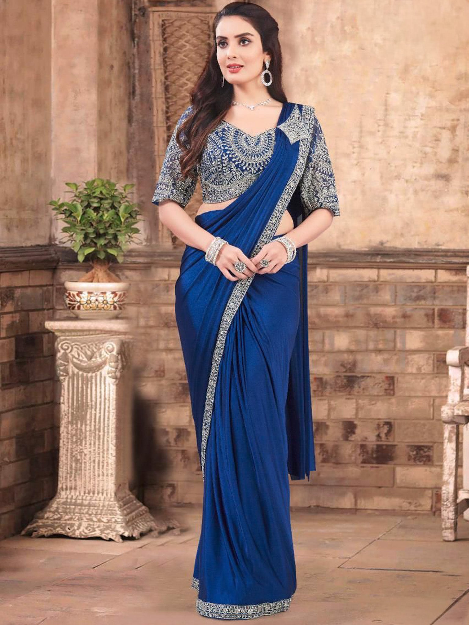 Uwaiza Ready To Wear Choli Saree - Roop Darshan