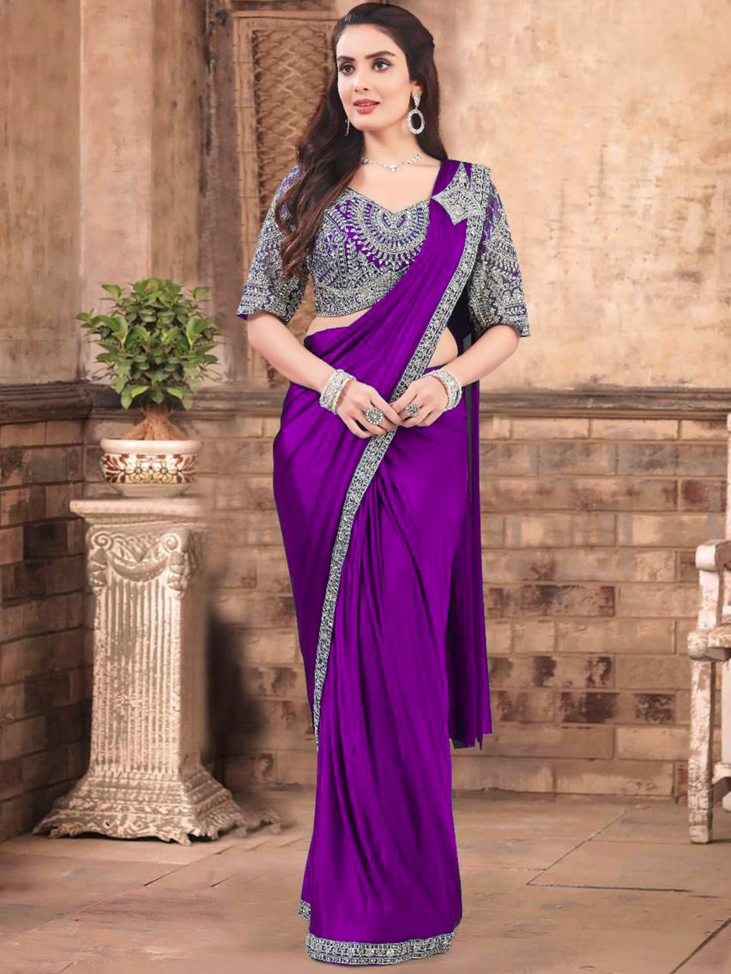 Uwaiza Ready To Wear Choli Saree - Roop Darshan