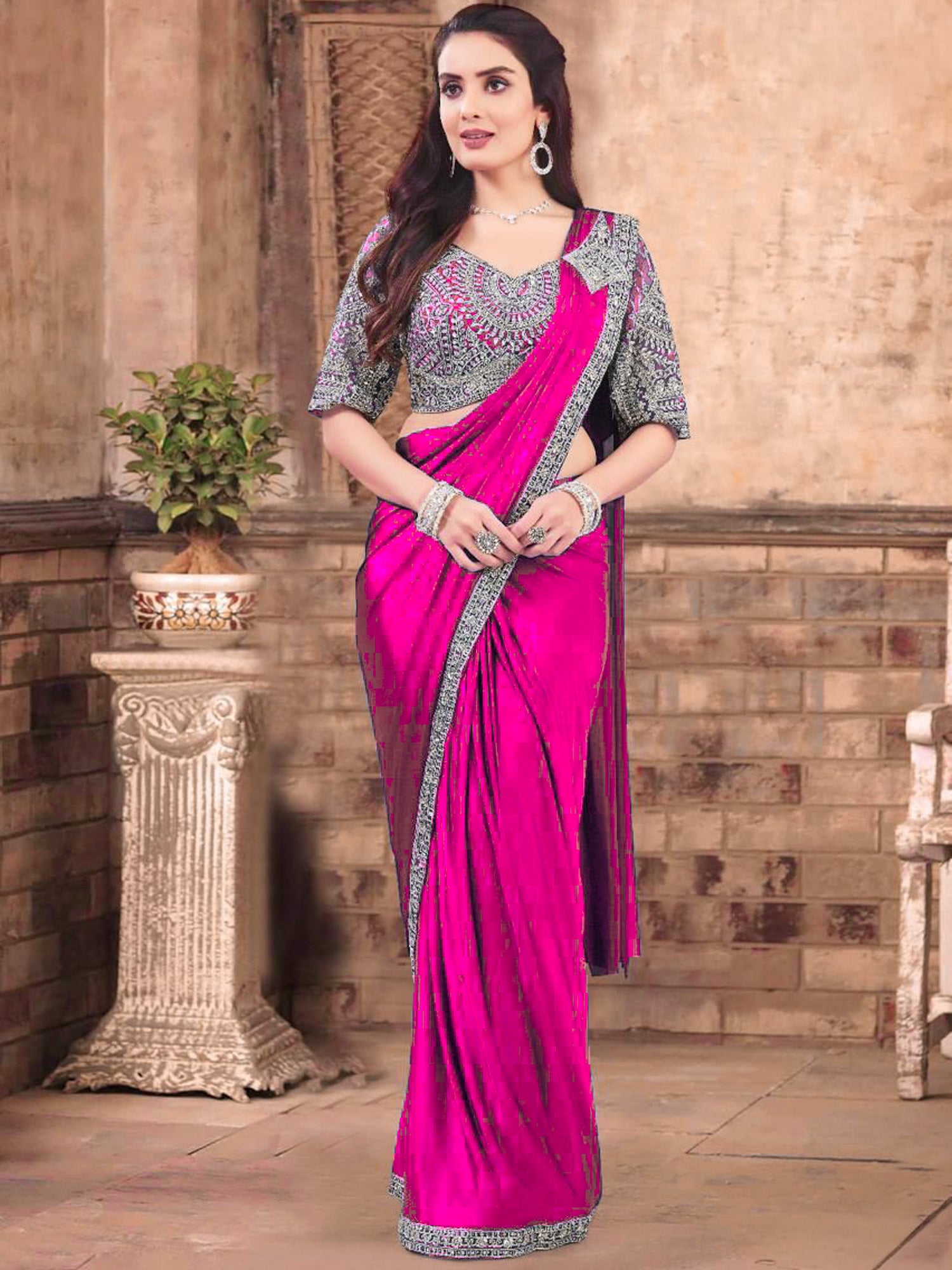 Uwaiza Ready To Wear Choli Saree - Roop Darshan