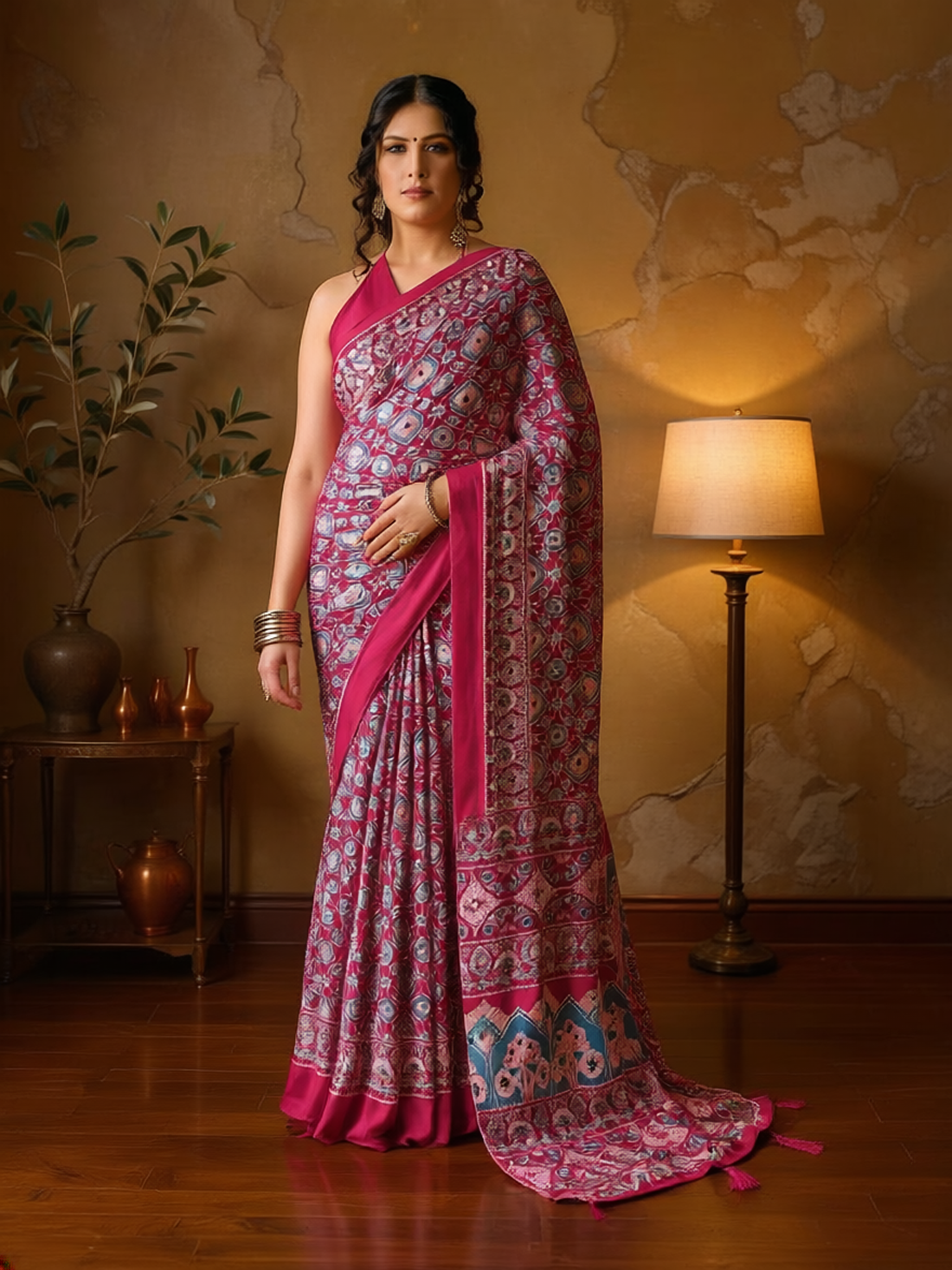 Kreena Silk Printed Saree - Roop Darshan