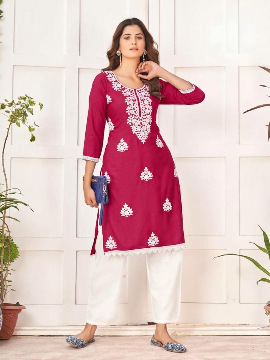 Aisha Rayon Chikankari Kurti