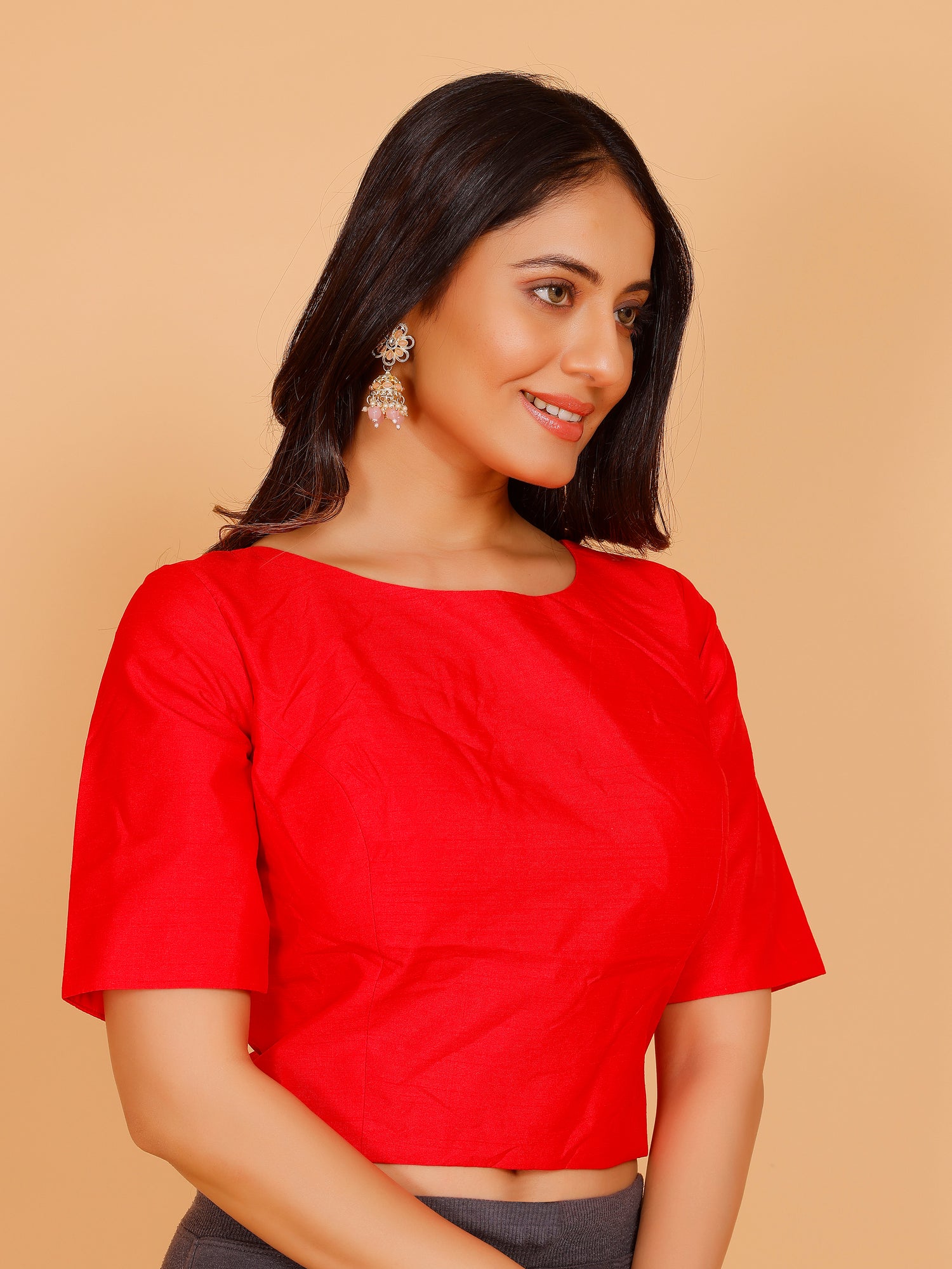 Ladies Dupion Silk Crop Top Blouse