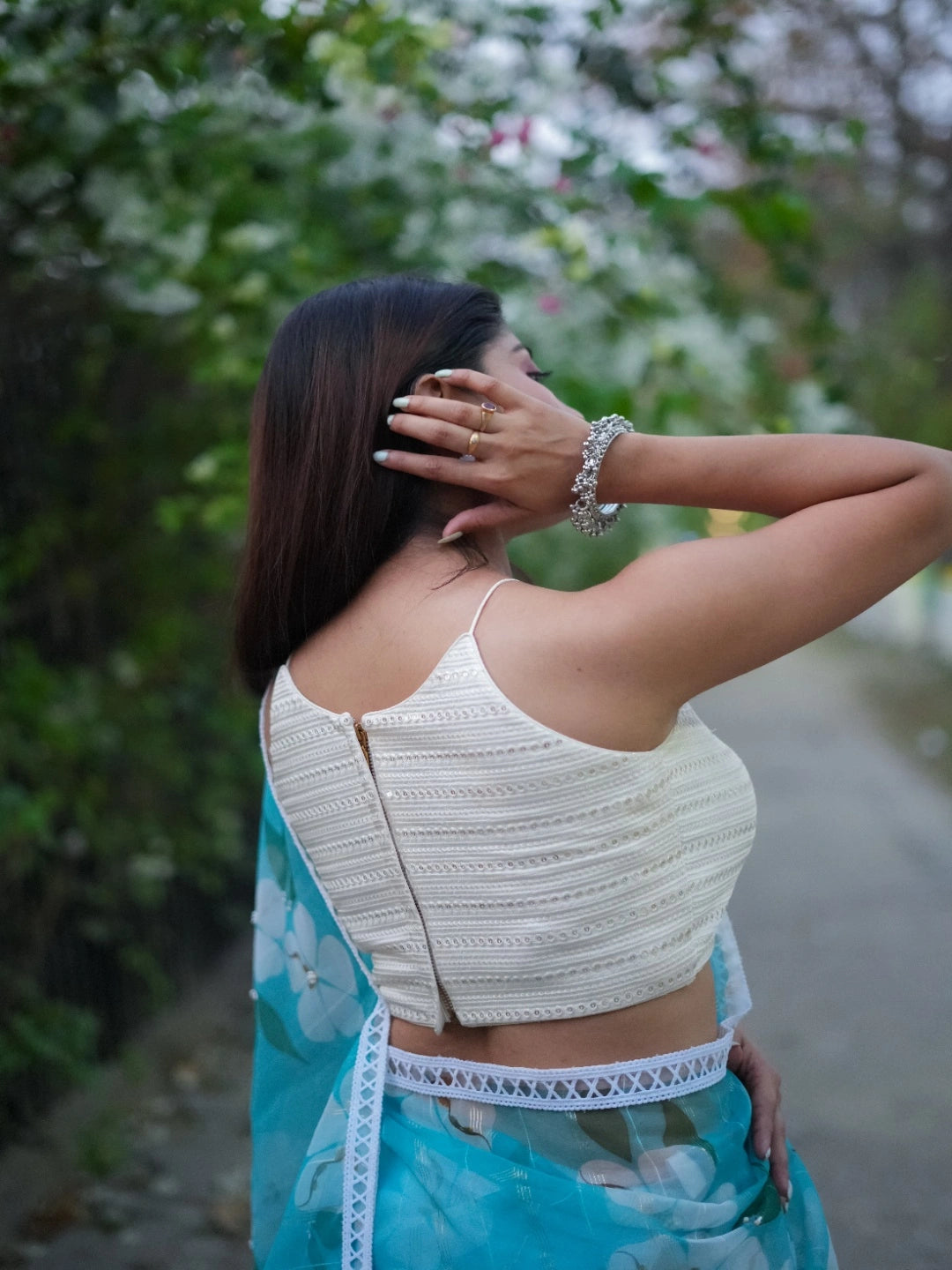 Silk Embroidered Tiki Work Blouse - Roop Darshan