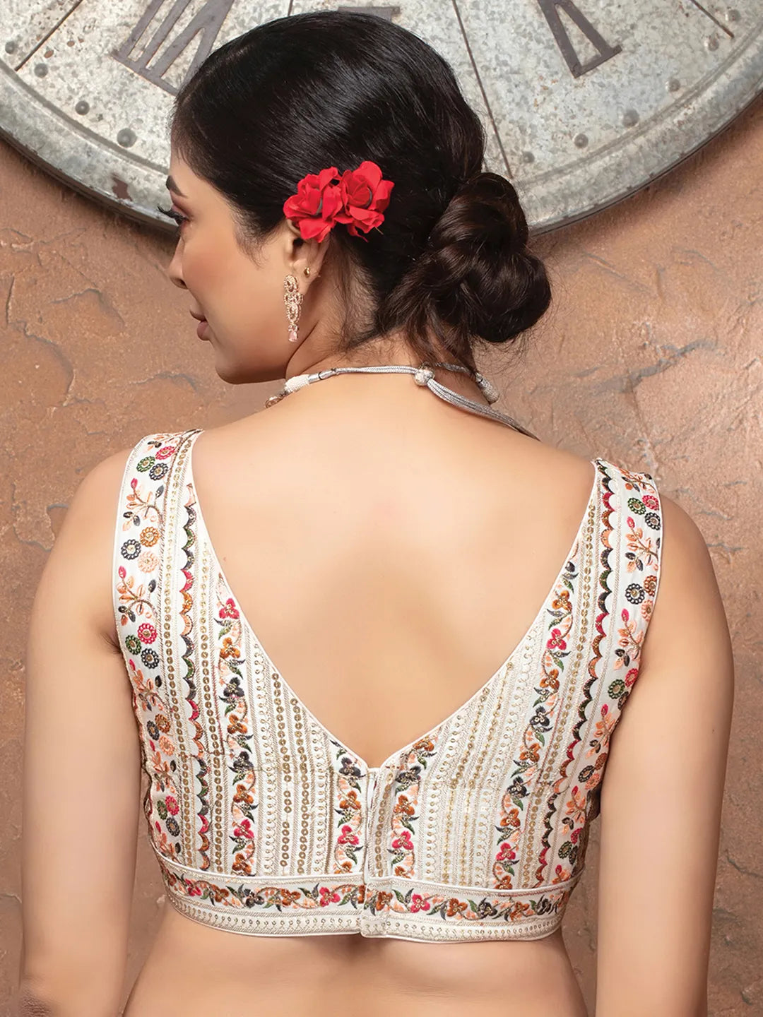 Silk Embroidered Tiki Work Blouse