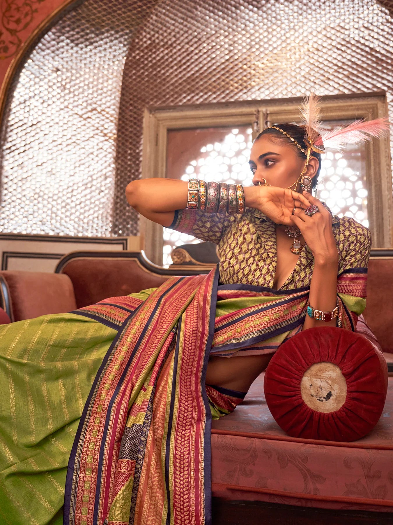 Sarah Ladies Silk Printed Saree - Roop Darshan