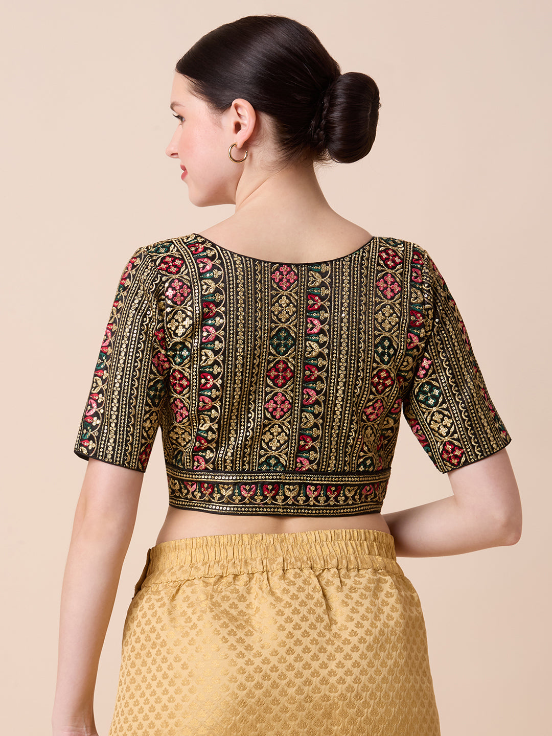 Silk Embroidered Tiki Work Blouse - Roop Darshan