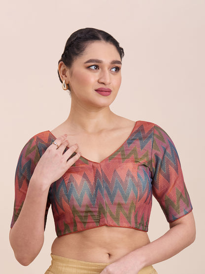 Printed Cotton Silk Blouse - Roop Darshan