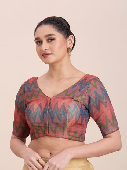 Printed Cotton Silk Blouse - Roop Darshan