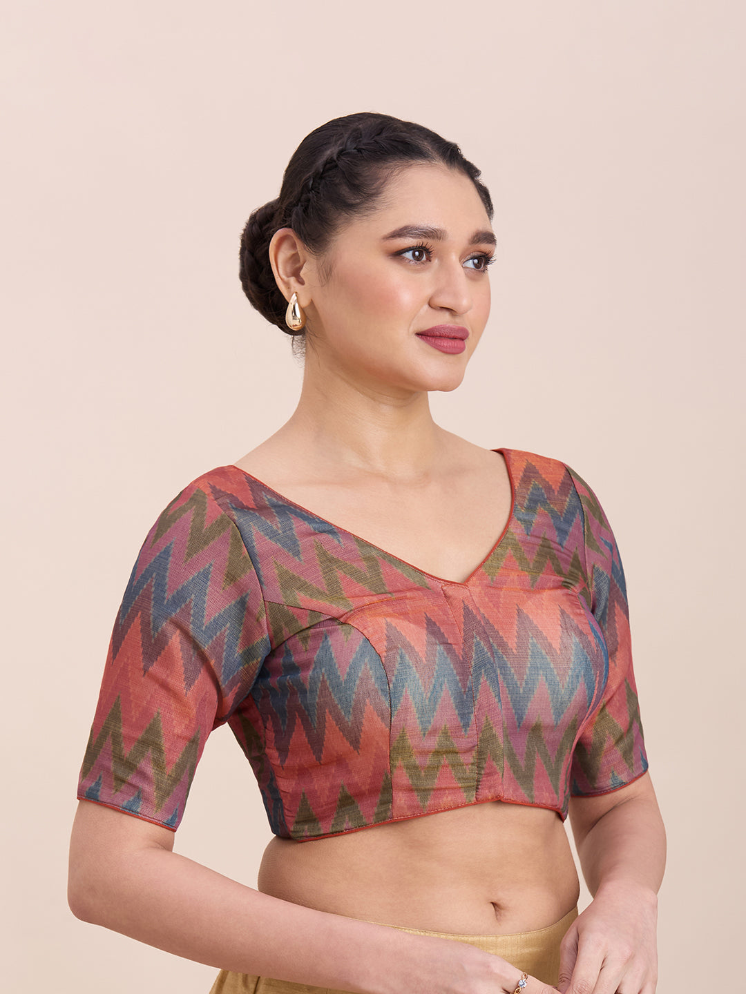Printed Cotton Silk Blouse - Roop Darshan