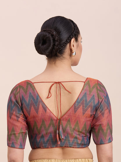 Printed Cotton Silk Blouse - Roop Darshan