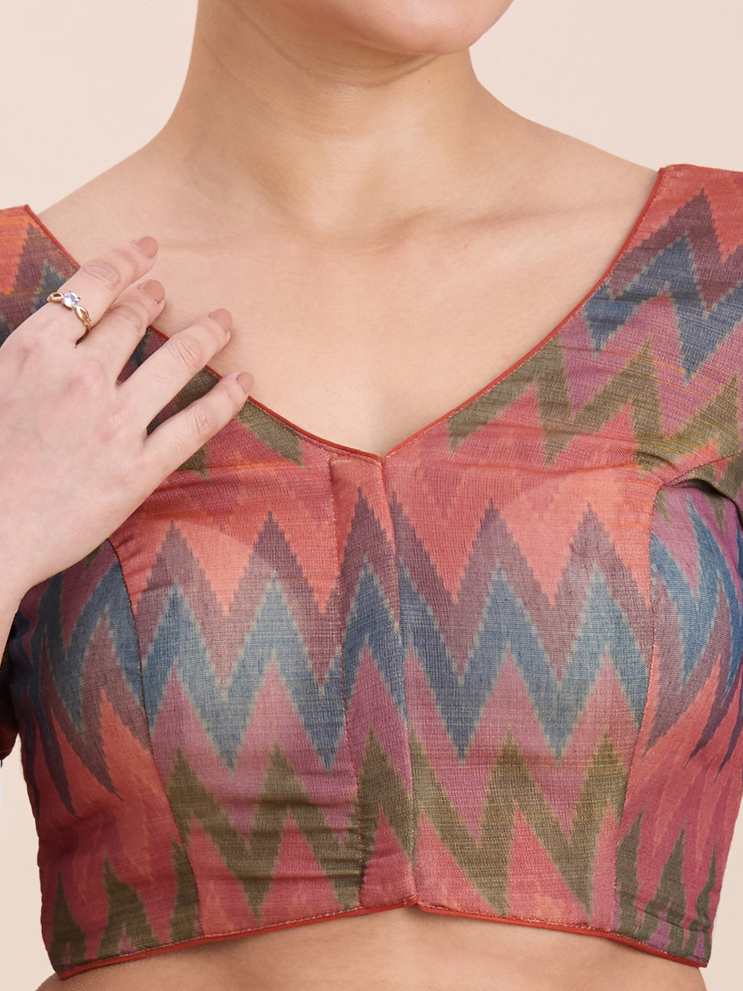 Printed Cotton Silk Blouse - Roop Darshan