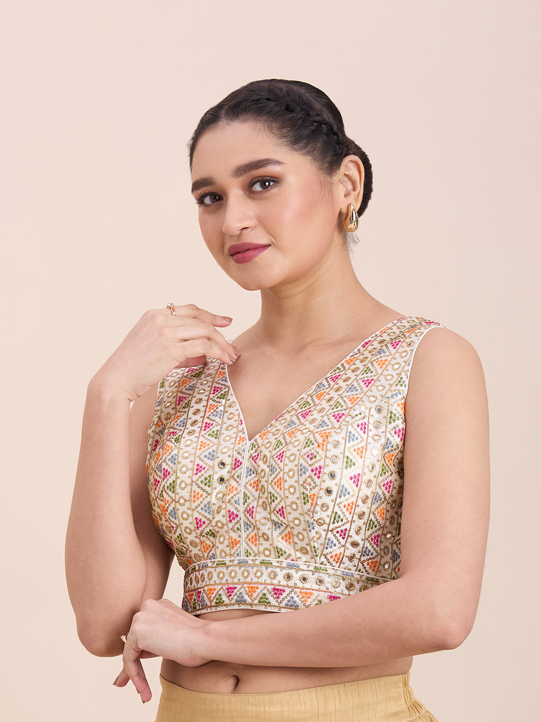 Brocade Resham Tiki Work Blouse - Roop Darshan