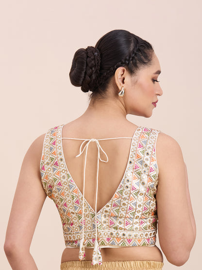 Brocade Resham Tiki Work Blouse - Roop Darshan