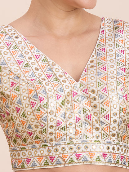Brocade Resham Tiki Work Blouse - Roop Darshan