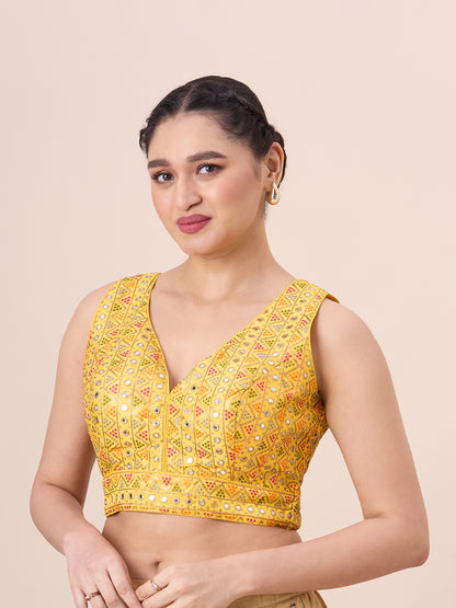 Brocade Resham Tiki Work Blouse - Roop Darshan