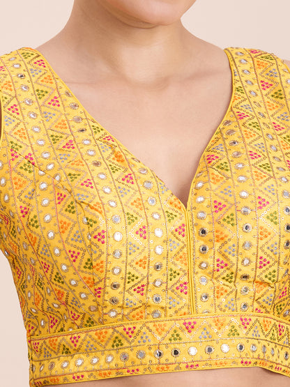 Brocade Resham Tiki Work Blouse - Roop Darshan
