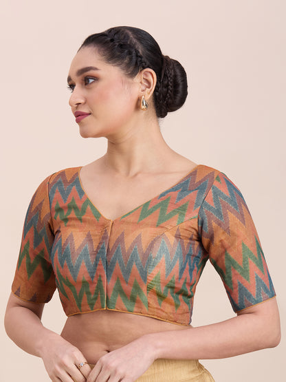 Printed Cotton Silk Blouse - Roop Darshan