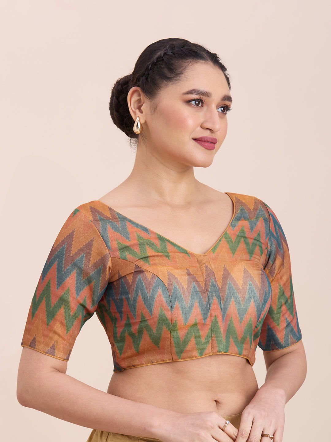 Printed Cotton Silk Blouse - Roop Darshan
