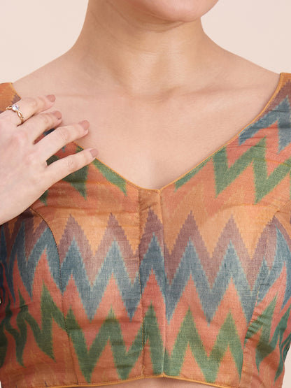 Printed Cotton Silk Blouse - Roop Darshan