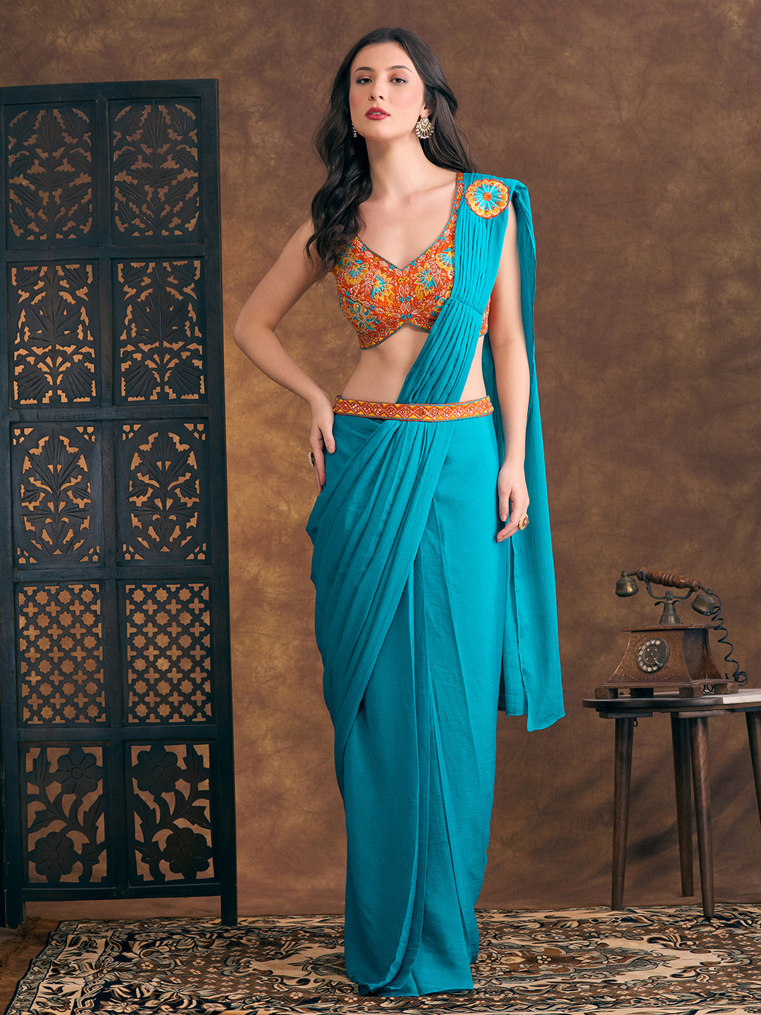 Hazel Ready To Wear Choli Saree - Roop Darshan