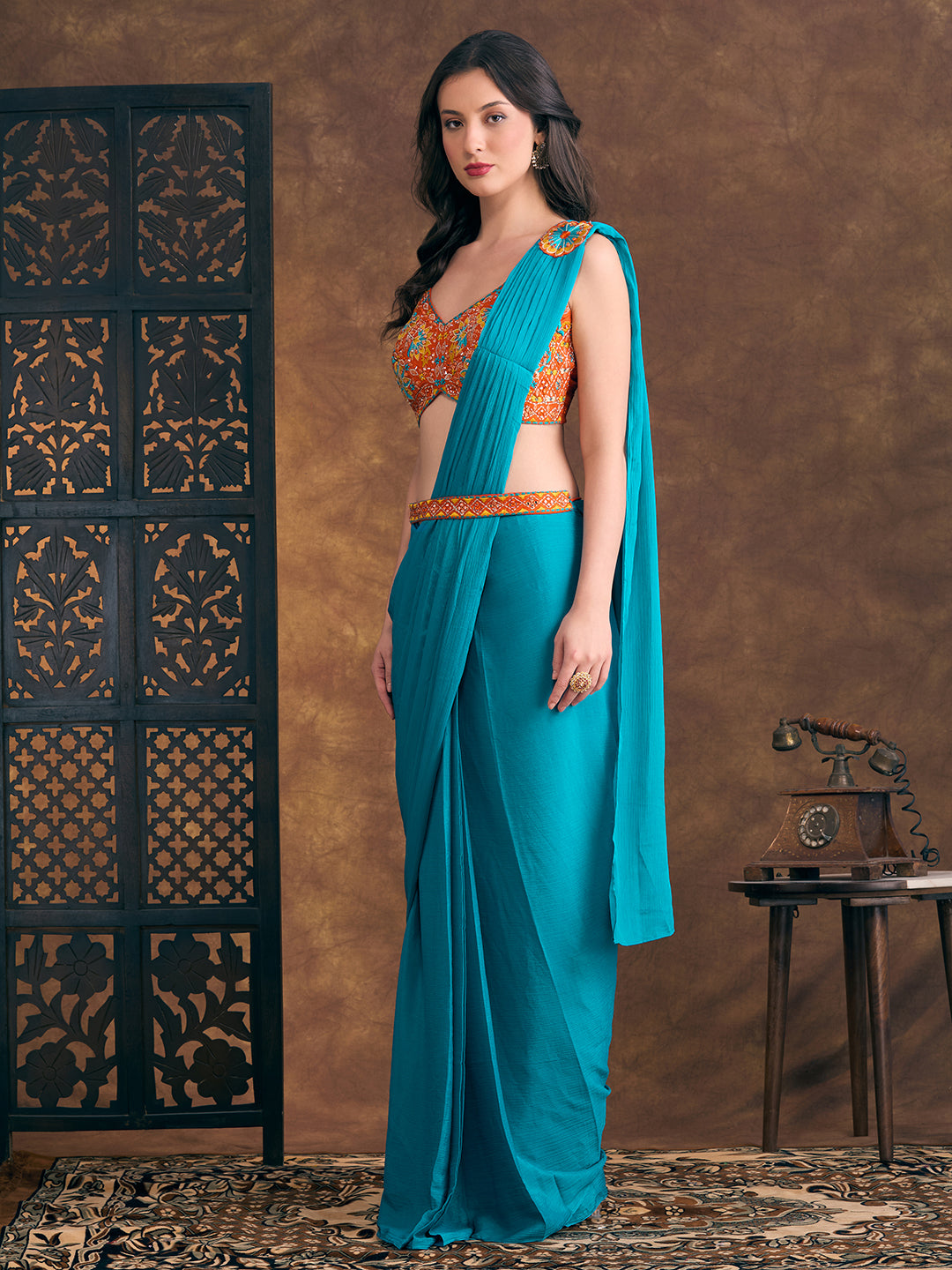 Hazel Ready To Wear Choli Saree - Roop Darshan
