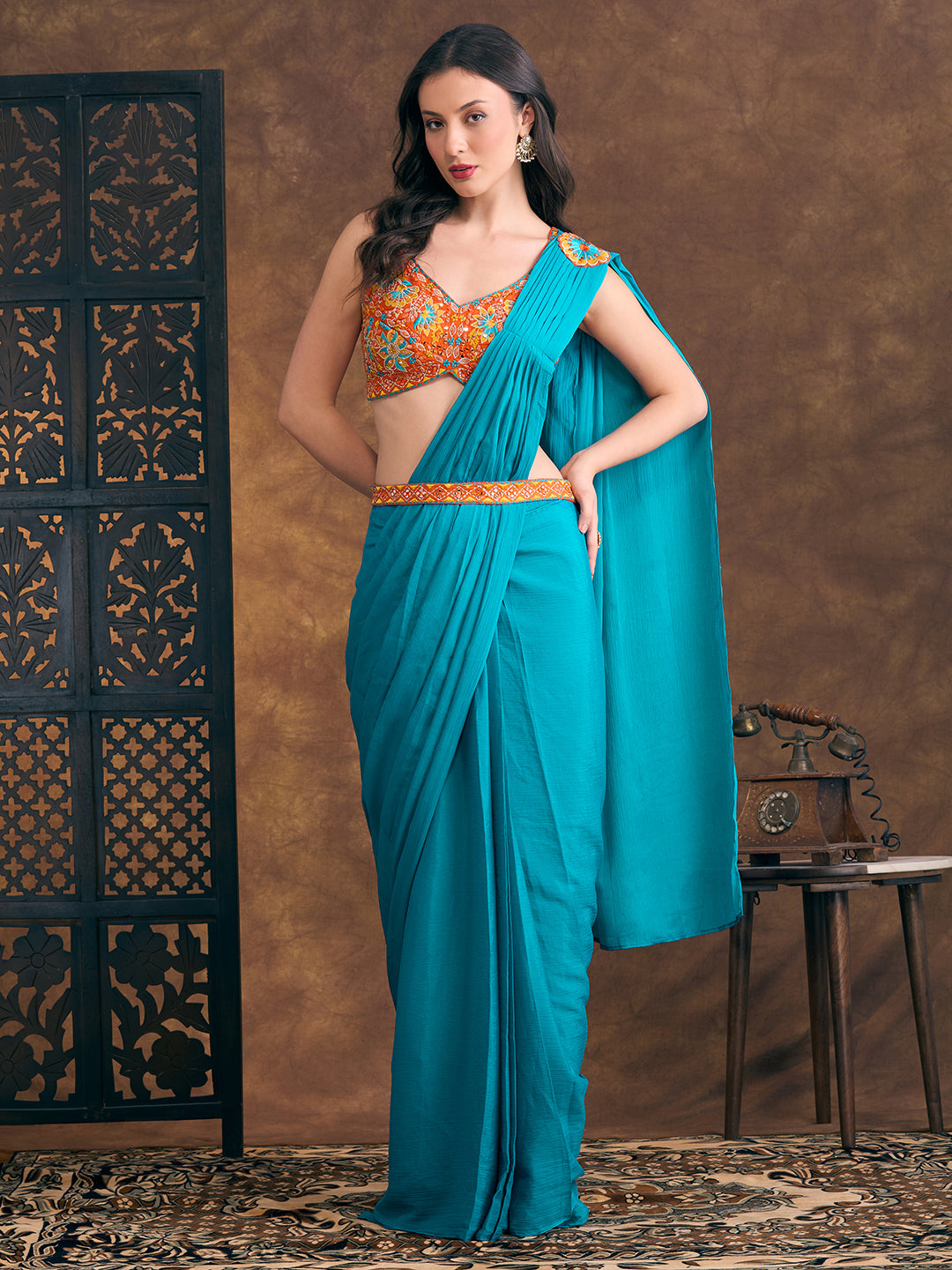 Hazel Ready To Wear Choli Saree - Roop Darshan
