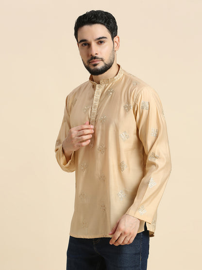 Mens Silk Resham Work Kurta