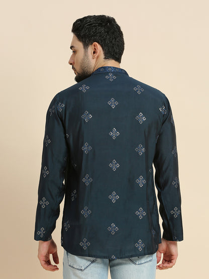 Mens Silk Resham Work Kurta
