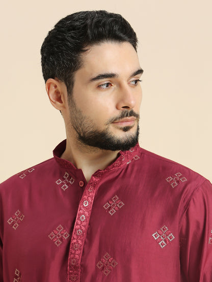 Mens Silk Resham Work Kurta