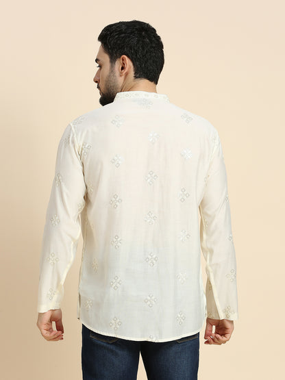 Mens Silk Resham Work Kurta