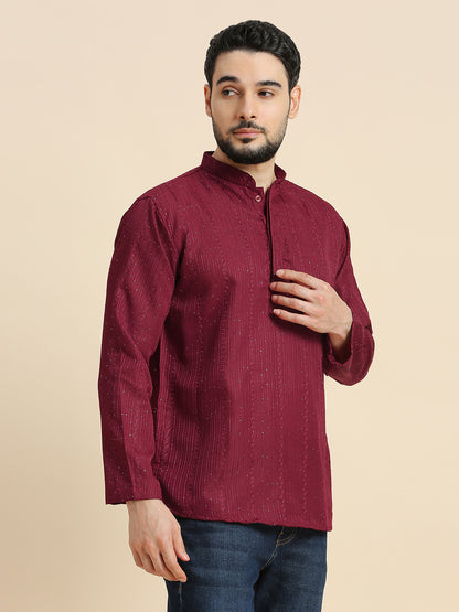Mens Silk Embroidered Kurta