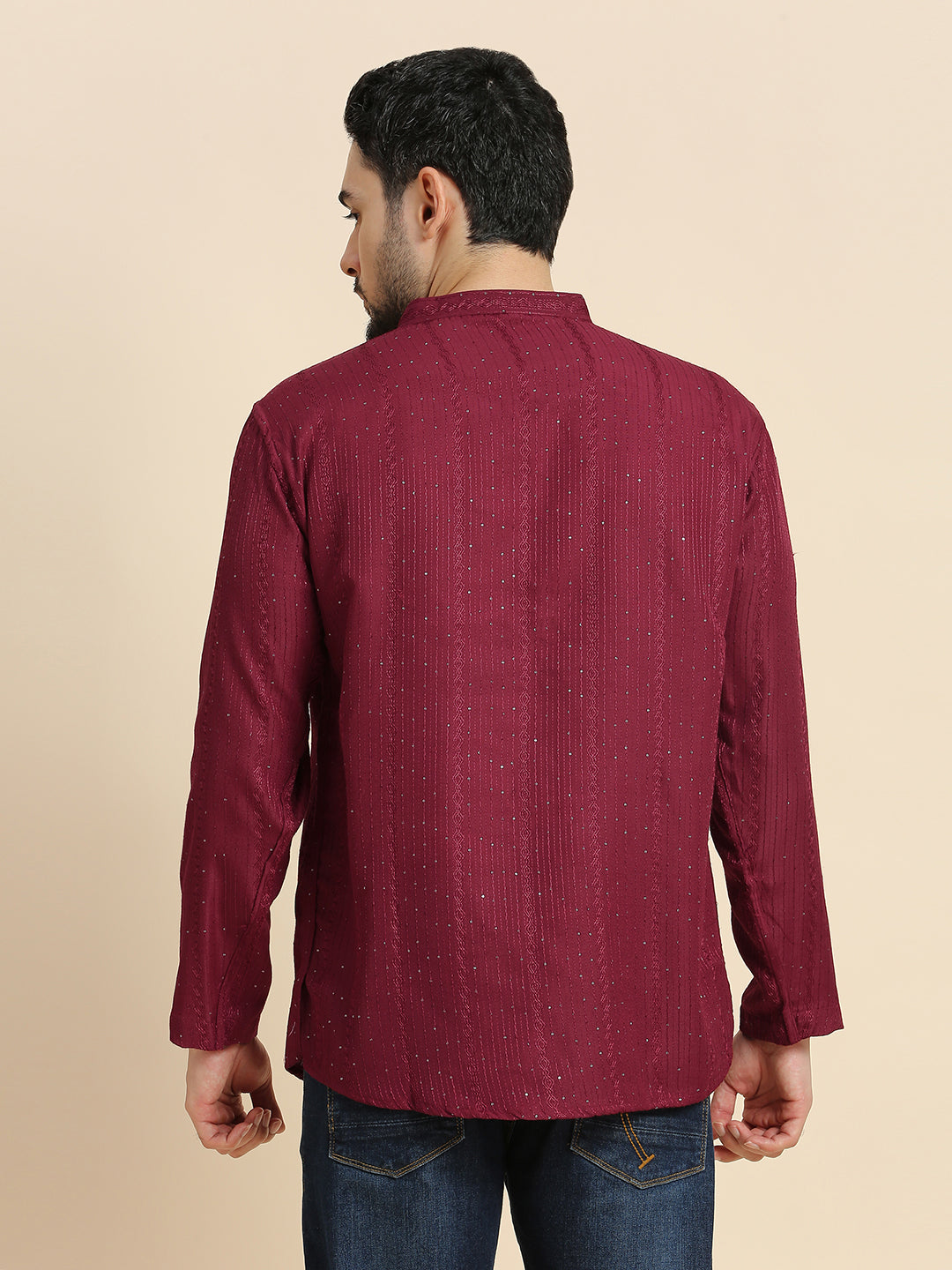 Mens Silk Embroidered Kurta - Roop Darshan