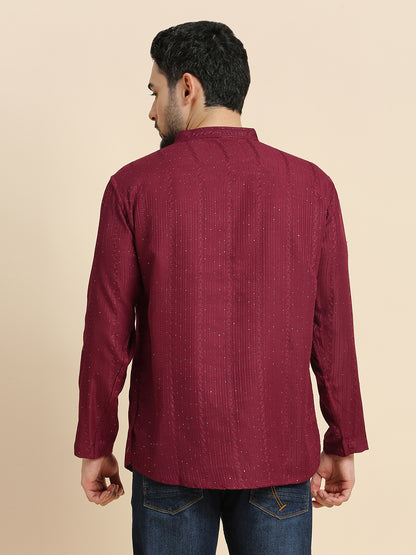 Mens Silk Embroidered Kurta