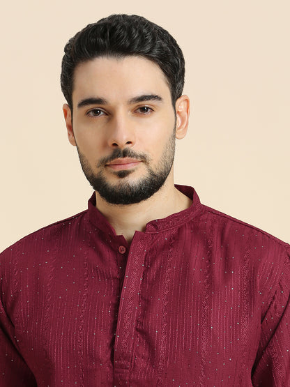 Mens Silk Embroidered Kurta