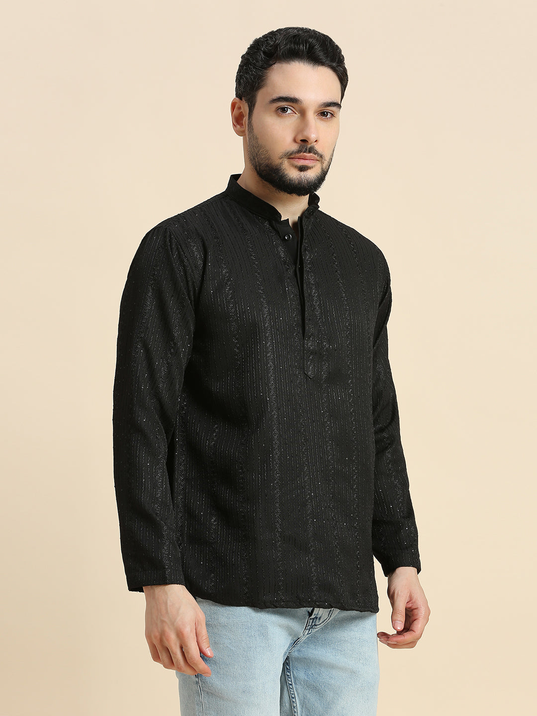 Mens Silk Embroidered Kurta - Roop Darshan