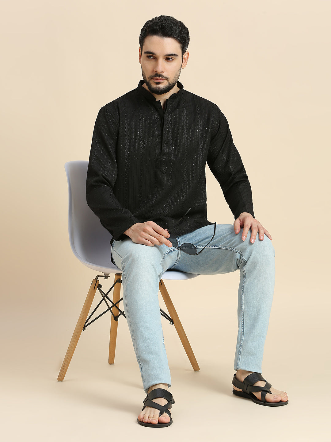 Mens Silk Embroidered Kurta - Roop Darshan