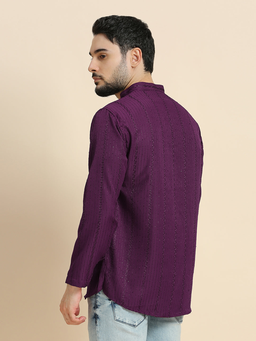 Mens Silk Embroidered Kurta - Roop Darshan