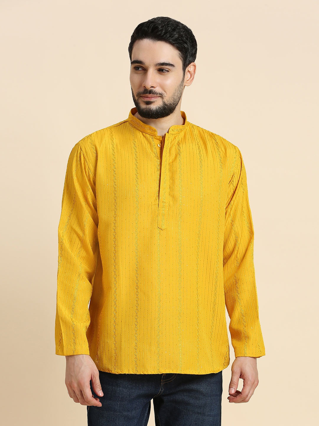 Mens Silk Embroidered Kurta - Roop Darshan