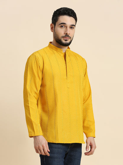 Mens Silk Embroidered Kurta