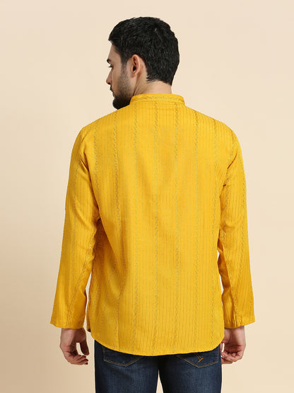 Mens Silk Embroidered Kurta