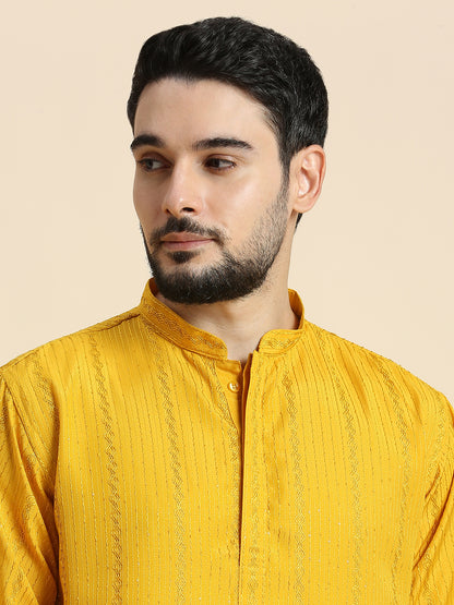 Mens Silk Embroidered Kurta