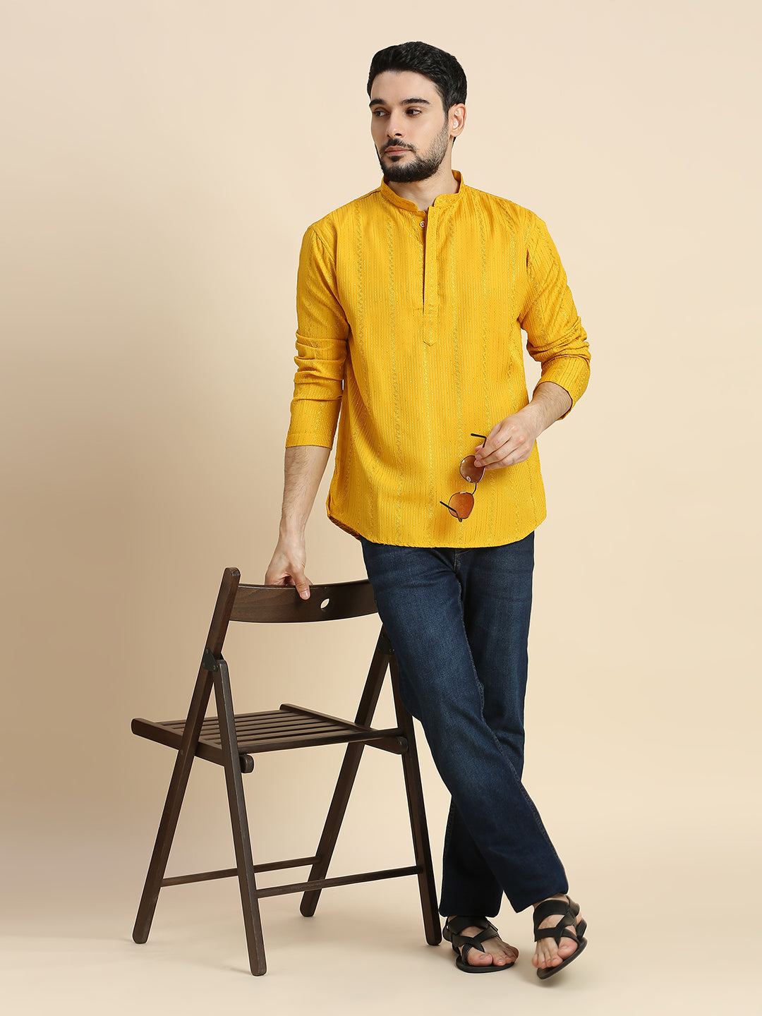 Mens Silk Embroidered Kurta - Roop Darshan