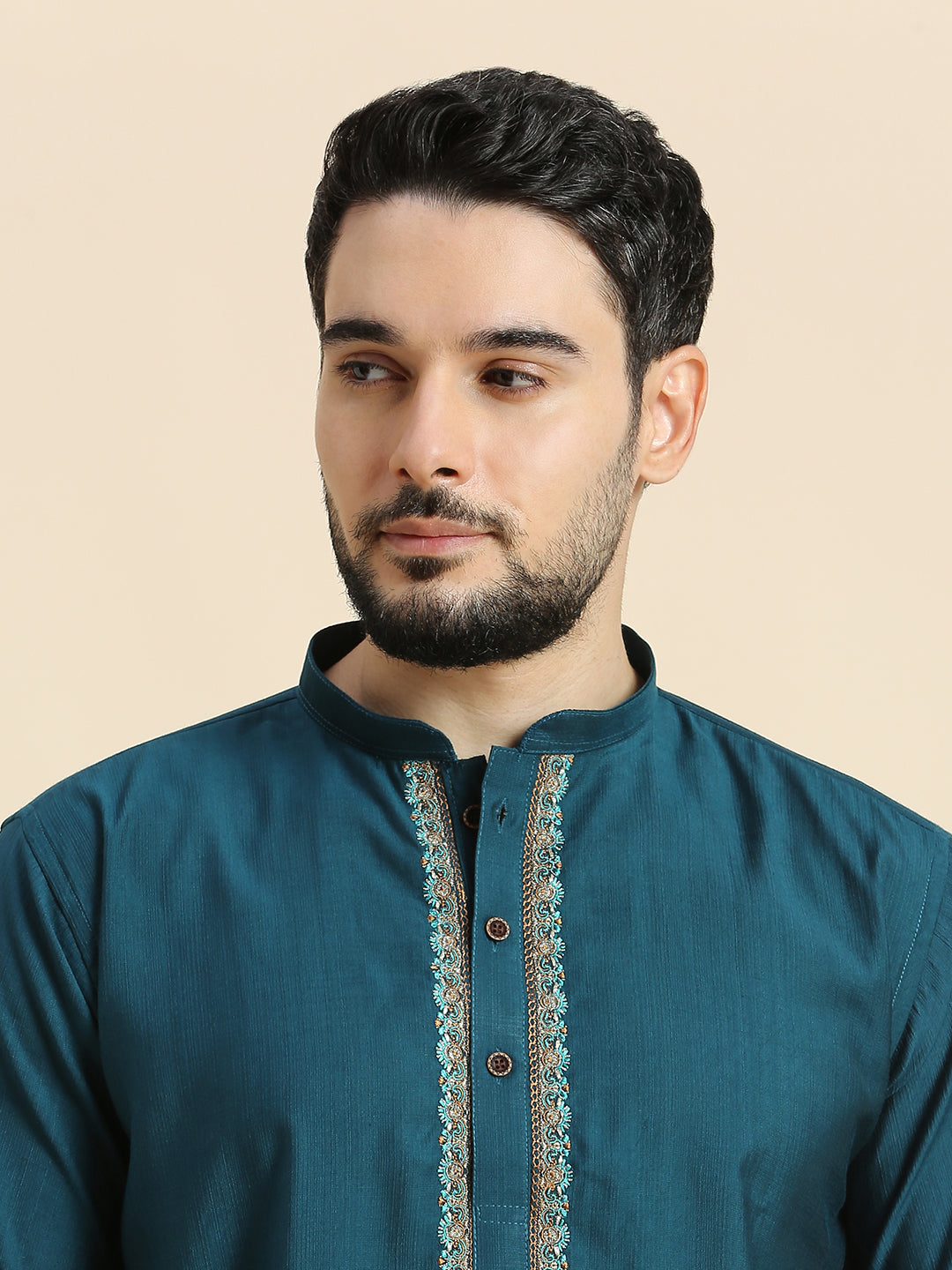Mens Silk Resham Work Kurta - Roop Darshan